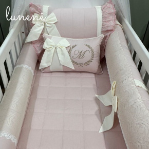 Enxoval de Berço 08 Peças Babadinho Baby Rose 200 Fios 2946