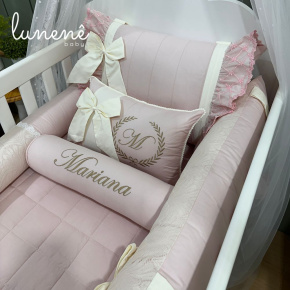 Enxoval de Berço 08 Peças Babadinho Baby Rose 200 Fios 2946