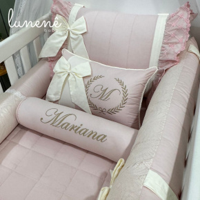 Enxoval de Berço 08 Peças Babadinho Baby Rose 200 Fios 2946