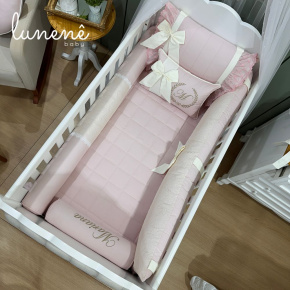 Enxoval de Berço 08 Peças Babadinho Baby Rose 200 Fios 2946