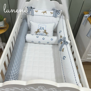 Enxoval de Berço Personalizado 08 Peças Cavalinho 200 Fios 4573