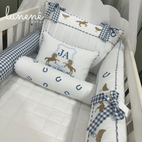 Enxoval de Berço Personalizado 08 Peças Cavalinho 200 Fios 4573
