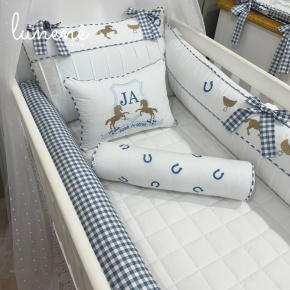 Enxoval de Berço Personalizado 08 Peças Cavalinho 200 Fios 4573