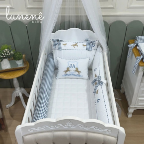 Enxoval de Berço Personalizado 08 Peças Cavalinho 200 Fios 4573