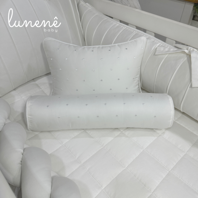 Enxoval de Berço 08 Peças com Trança Lunenê Baby White 400 Fios 9092