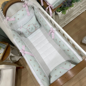 Enxoval de Berço Personalizado 08 Peças Jardim Encantado 200 Fios 4494