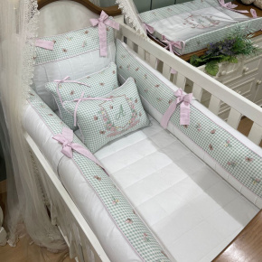 Enxoval de Berço Personalizado 08 Peças Jardim Encantado 200 Fios 4494