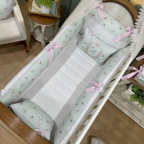 Enxoval de Berço Personalizado 08 Peças Jardim Encantado 200 Fios 4494