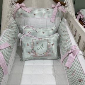 Enxoval de Berço Personalizado 08 Peças Jardim Encantado 200 Fios 4494