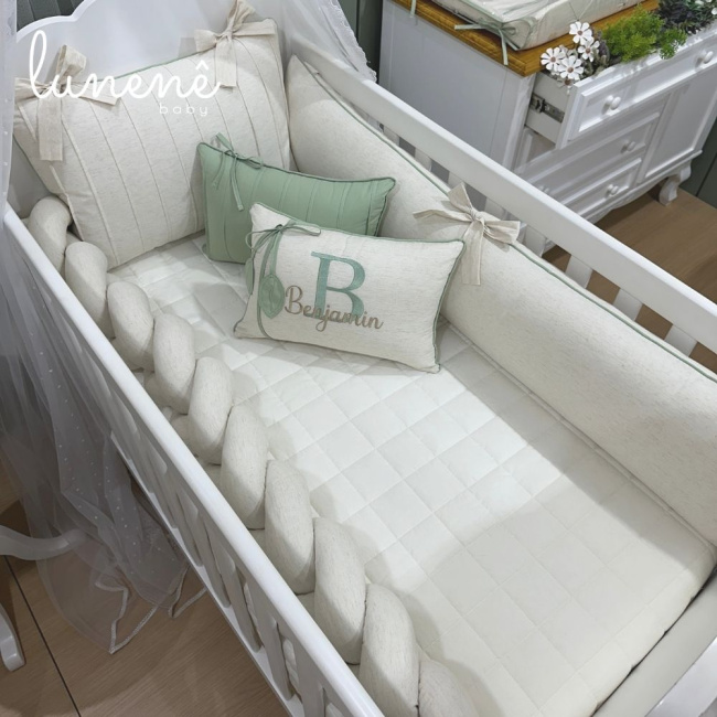 Enxoval de Berço 08 Peças Lunenê Baby Benjamin 200 Fios 9099