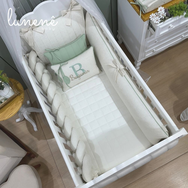 Enxoval de Berço 08 Peças Lunenê Baby Benjamin 200 Fios 9099