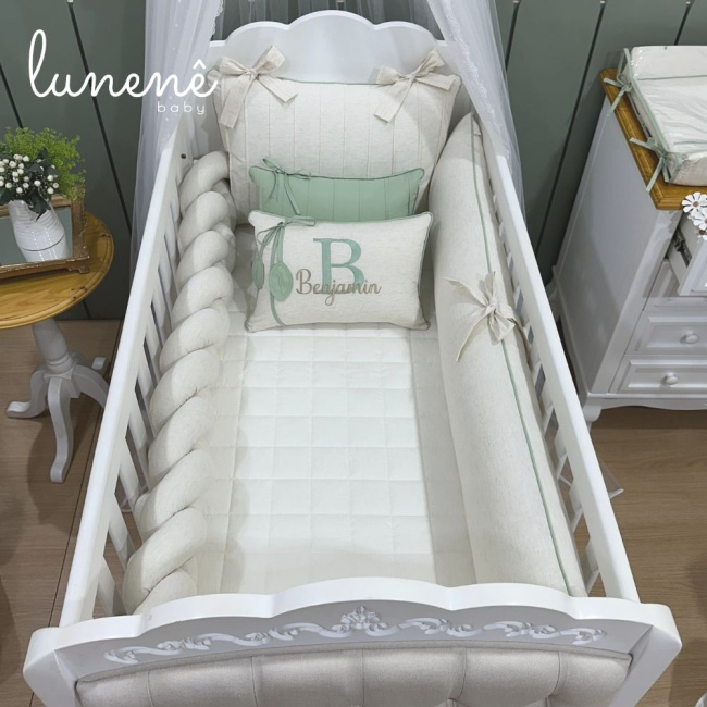 Enxoval de Berço 08 Peças Lunenê Baby Benjamin 200 Fios 9099