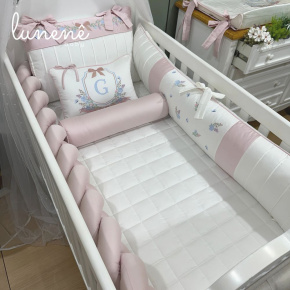 Enxoval de Berço Personalizado 08 Peças Brasão 400 Fios 4582