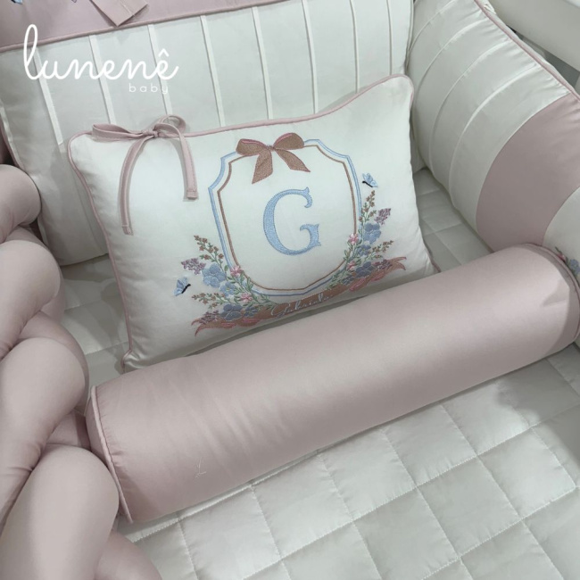 Enxoval de Berço Personalizado 08 Peças Brasão 400 Fios 4582