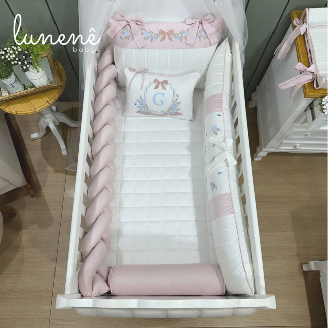 Enxoval de Berço Personalizado 08 Peças Brasão 400 Fios 4582