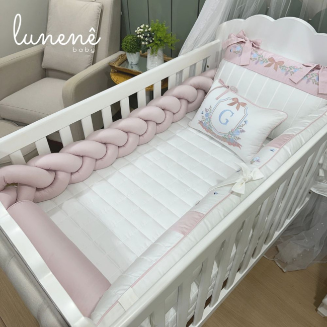 Enxoval de Berço Personalizado 08 Peças Brasão 400 Fios 4582