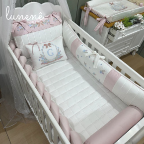 Enxoval de Berço Personalizado 08 Peças Brasão 400 Fios 4582