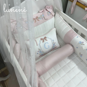 Enxoval de Berço Personalizado 08 Peças Brasão 400 Fios 4582