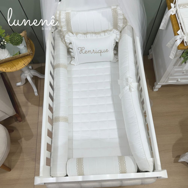 Enxoval de Berço Personalizado 08 Peças Castelli Caqui 400 Fios 4579