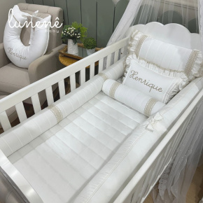 Enxoval de Berço Personalizado 08 Peças Castelli Caqui 400 Fios 4579