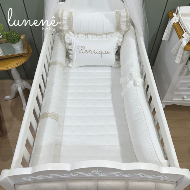 Enxoval de Berço Personalizado 08 Peças Castelli Caqui 400 Fios 4579