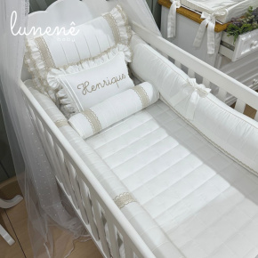 Enxoval de Berço Personalizado 08 Peças Castelli Caqui 400 Fios 4579