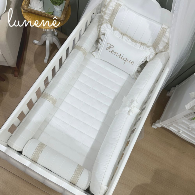 Enxoval de Berço Personalizado 08 Peças Castelli Caqui 400 Fios 4579