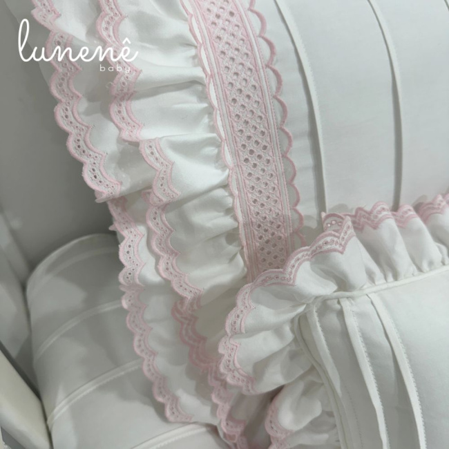 Enxoval de Berço Personalizado 08 Peças Castelli Rosa 400 Fios 4583