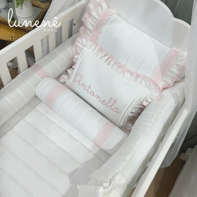 Enxoval de Berço Personalizado 08 Peças Castelli Rosa 400 Fios 4583