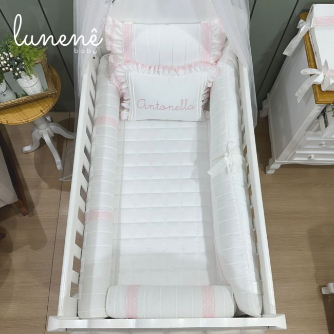 Enxoval de Berço Personalizado 08 Peças Castelli Rosa 400 Fios 4583