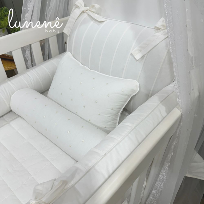 Enxoval de Berço 08 Peças Lunenê Baby Off White 200 Fios 9092