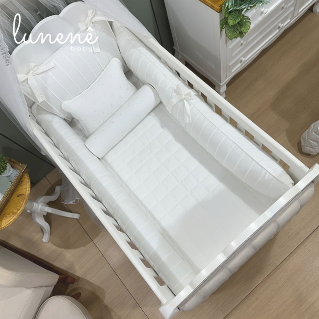 Enxoval de Berço 08 Peças Lunenê Baby Off White 200 Fios 9092