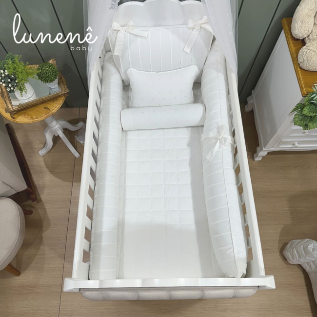 Enxoval de Berço 08 Peças Lunenê Baby Off White 200 Fios 9092