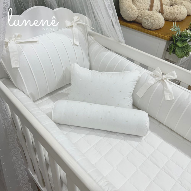 Enxoval de Berço 08 Peças Lunenê Baby Off White 200 Fios 9092
