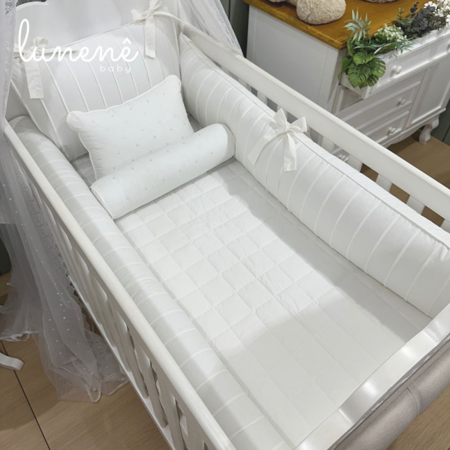 Enxoval de Berço 08 Peças Lunenê Baby Off White 200 Fios 9092