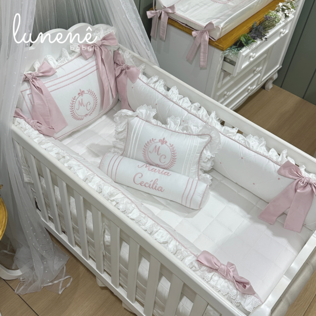 Enxoval de Berço 08 Peças Lunenê Baby Premium 400 Fios 4557