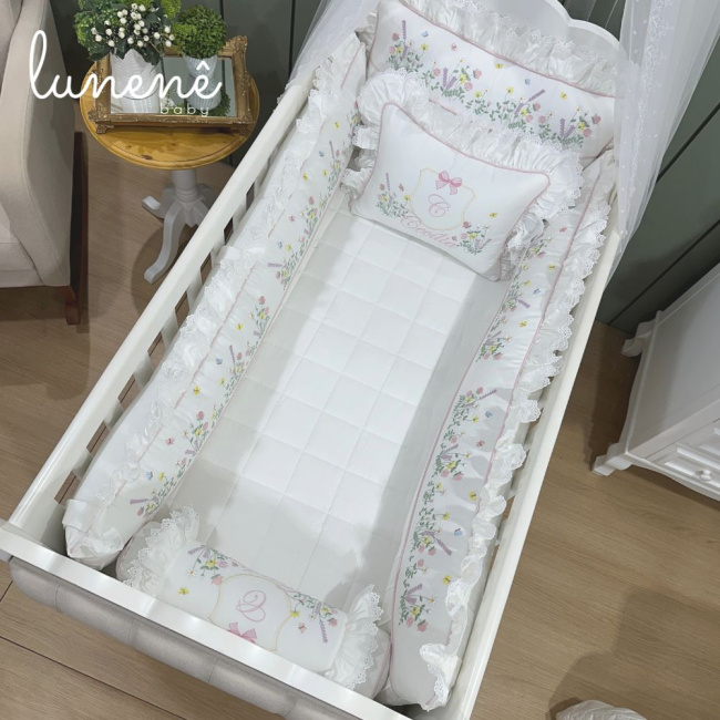 Enxoval de Berço 08 Peças Lunenê Baby Premium 400 Fios 4558
