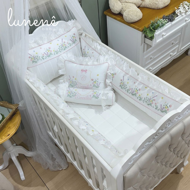 Enxoval de Berço 08 Peças Lunenê Baby Premium 400 Fios 4558