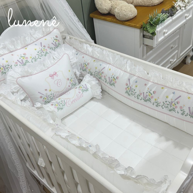 Enxoval de Berço 08 Peças Lunenê Baby Premium 400 Fios 4558