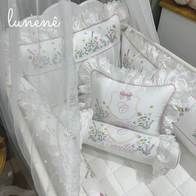 Enxoval de Berço 08 Peças Lunenê Baby Premium 400 Fios 4558