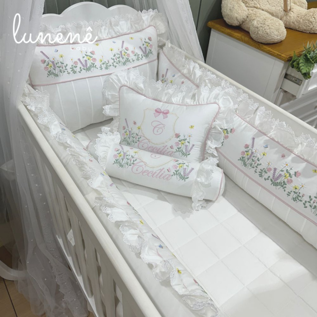 Enxoval de Berço 08 Peças Lunenê Baby Premium 400 Fios 4558