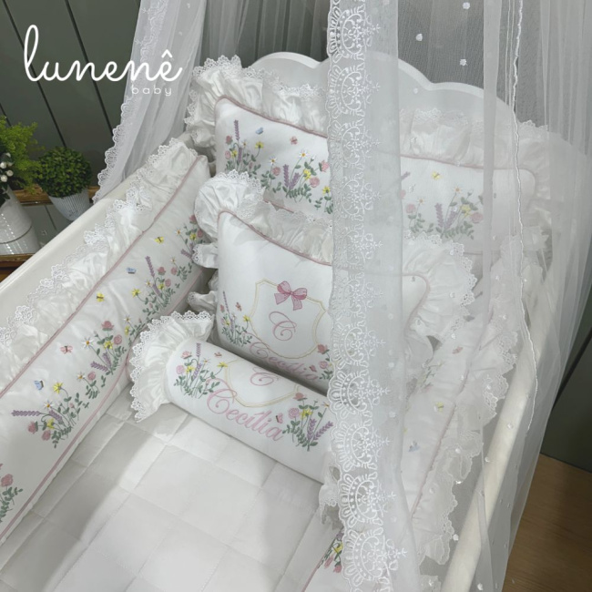 Enxoval de Berço 08 Peças Lunenê Baby Premium 400 Fios 4558