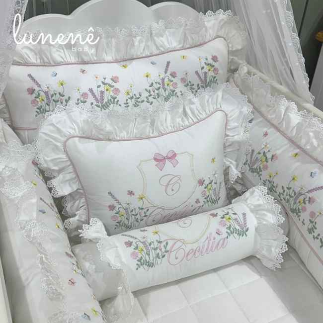 Enxoval de Berço 08 Peças Lunenê Baby Premium 400 Fios 4558