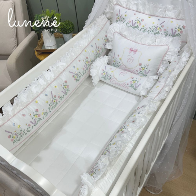 Enxoval de Berço 08 Peças Lunenê Baby Premium 400 Fios 4558