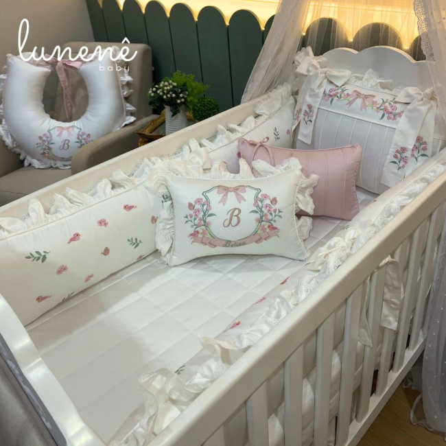 Enxoval de Berço 08 Peças Lunenê Baby Premium 400 Fios 4564