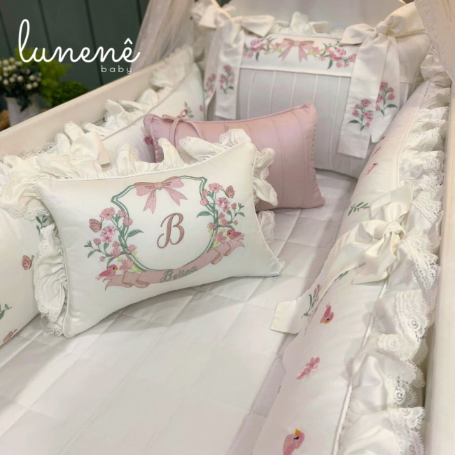 Enxoval de Berço 08 Peças Lunenê Baby Premium 400 Fios 4564