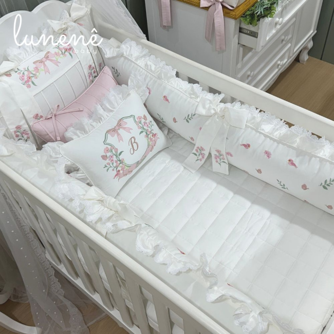 Enxoval de Berço Personalizado 08 Peças Premium 400 Fios 4564