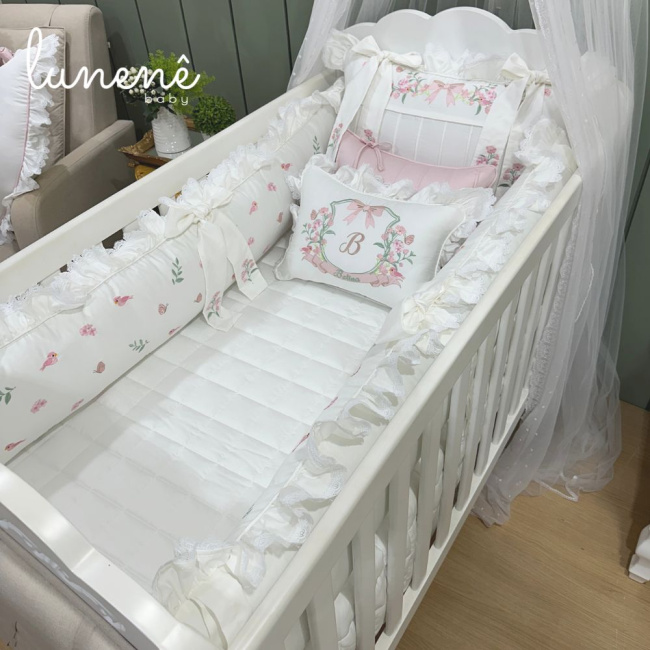 Enxoval de Berço Personalizado 08 Peças Premium 400 Fios 4564