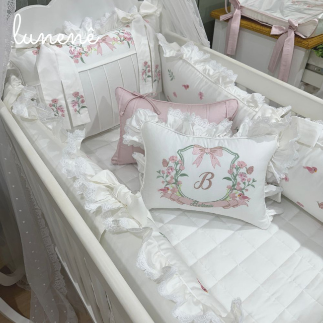 Enxoval de Berço Personalizado 08 Peças Premium 400 Fios 4564