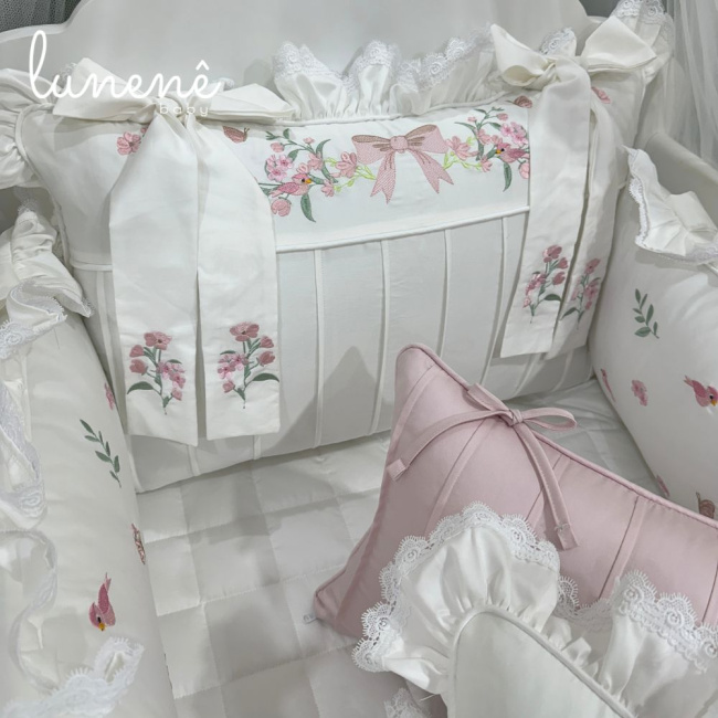 Enxoval de Berço Personalizado 08 Peças Premium 400 Fios 4564